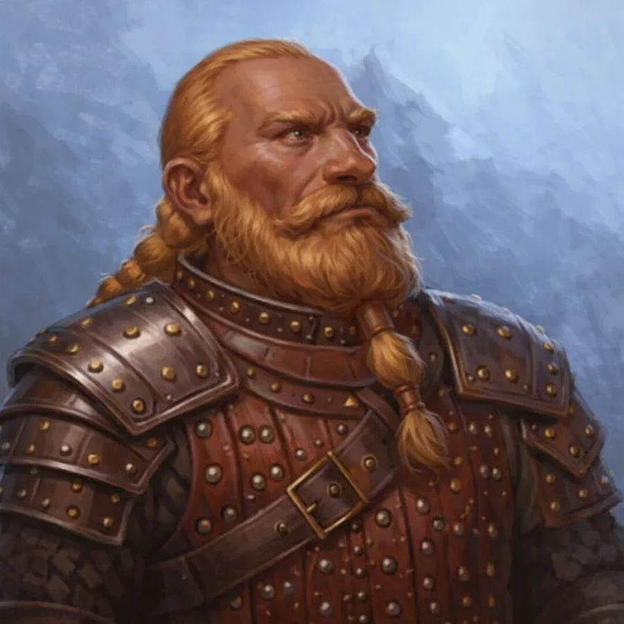 Portret Marcusa, krasnoludzkiego kowala związanego z Białą Osadą